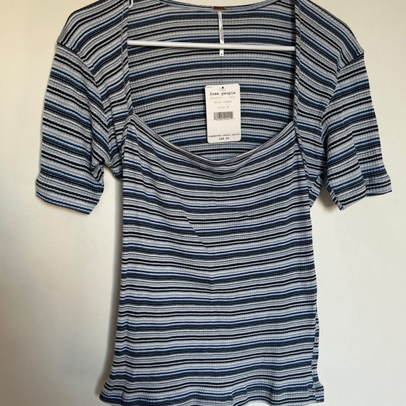 NWT Free People Square Neck Striped Top - Picture 7 of 7